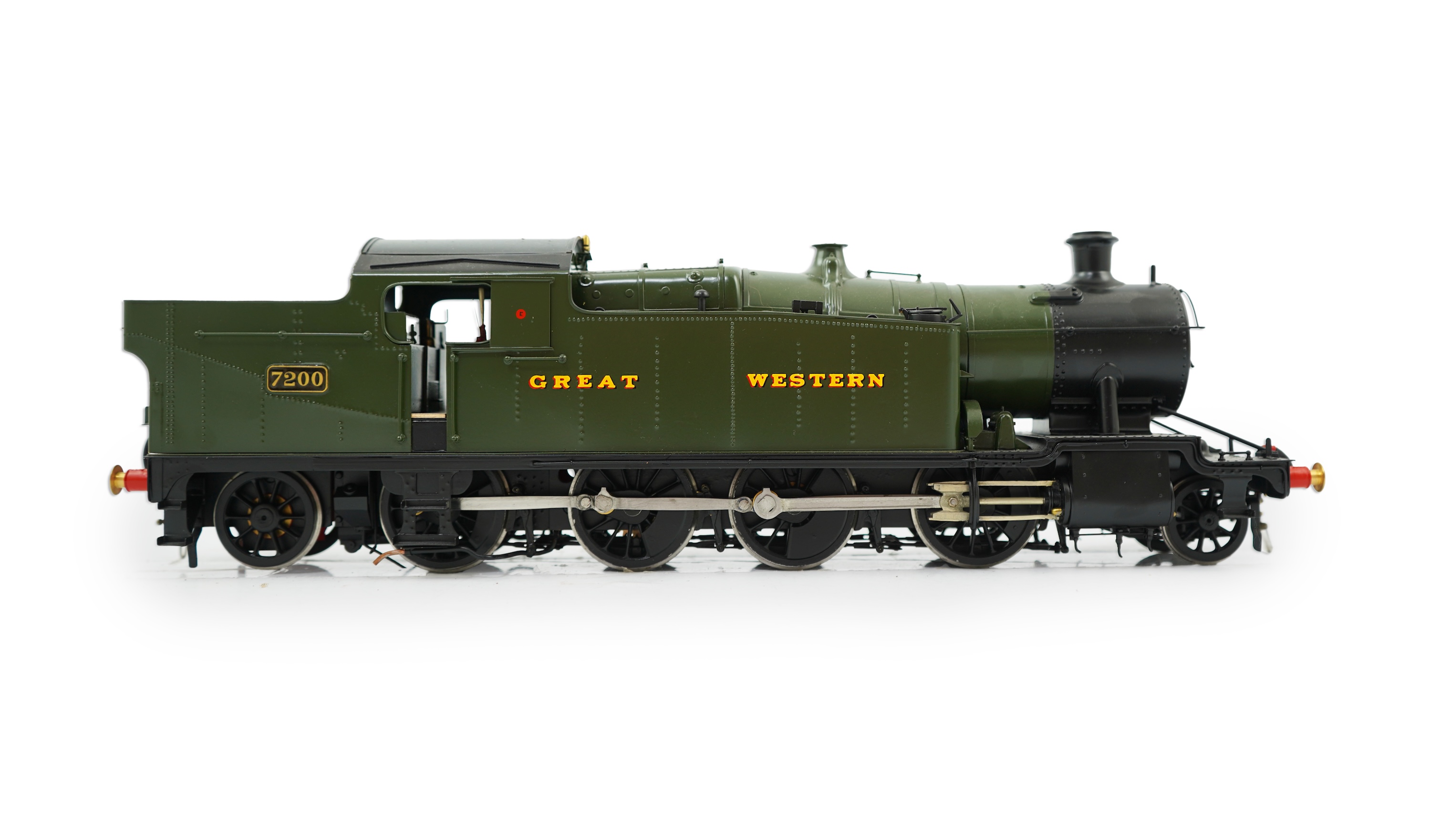 A Gauge One model of GWR Class 72xx, 7200, 2-8-2T locomotive, powered for two rail operation.